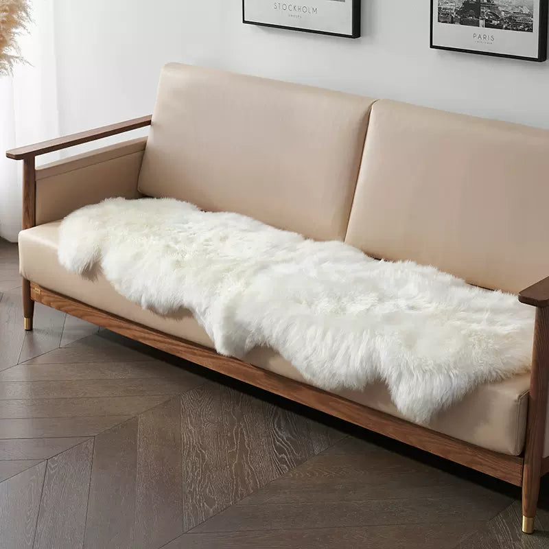 Long haired white sheepskin