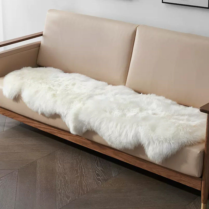 Long haired white sheepskin