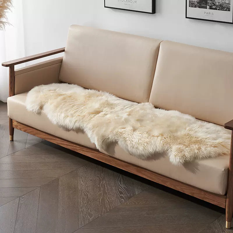 Long haired white sheepskin